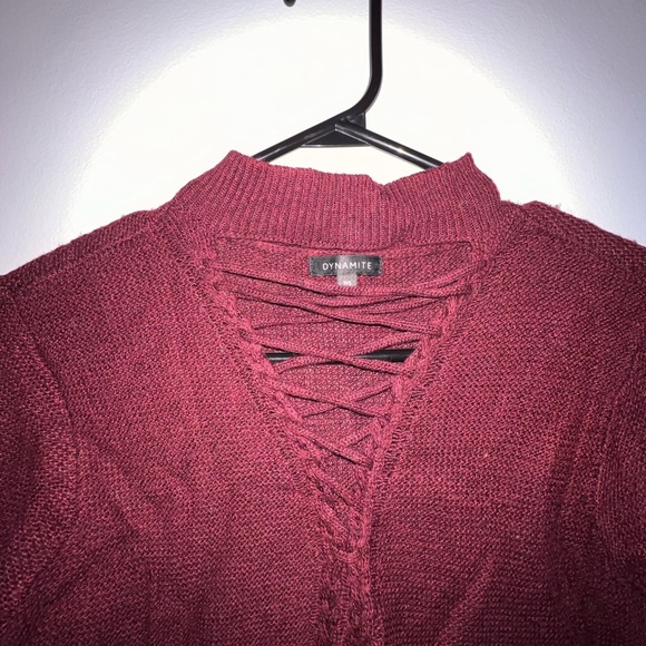 DYNAMITE BURGUNDY SWEATER - Picture 2 of 5